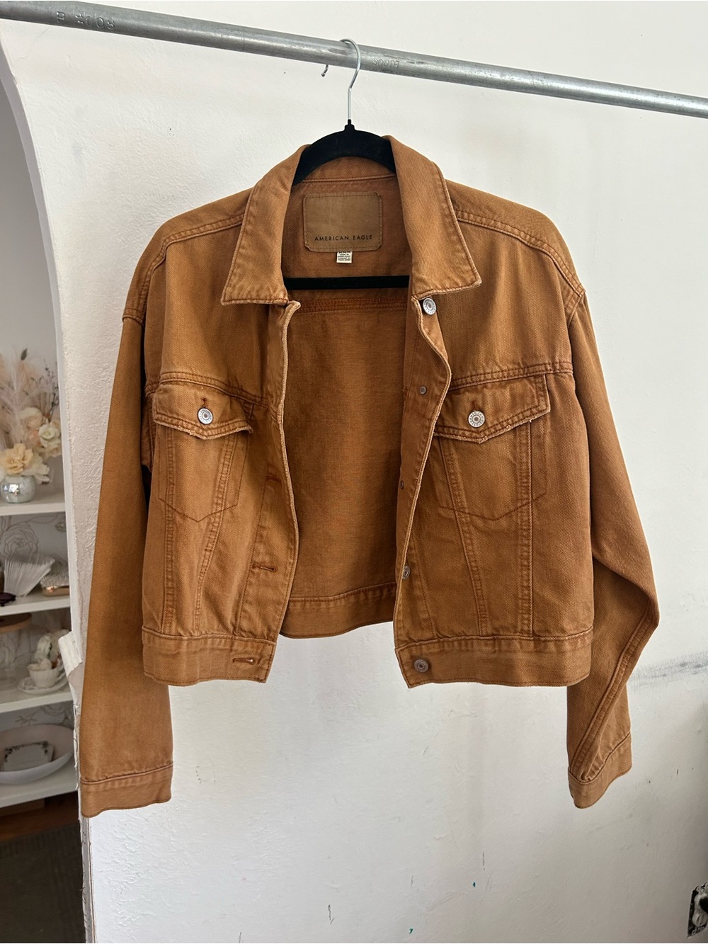 American Eagle Outfitters Cropped Brown Denim Jacket